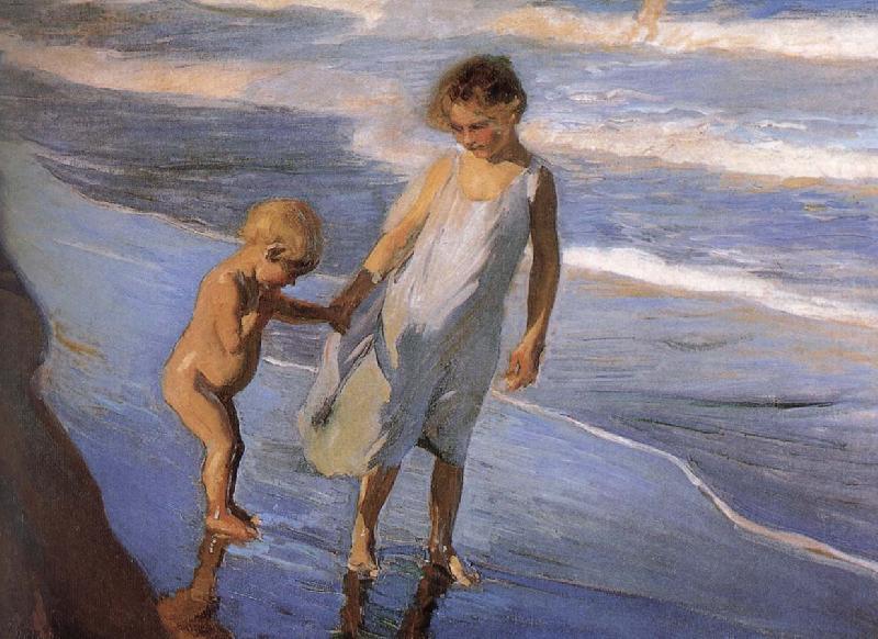 Two children in Valencia Beach, Joaquin Sorolla